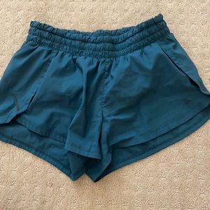 Dark greenish blue Athleta running shorts